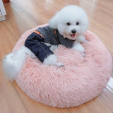 Round Plush Cat Bed House Soft Long Plush