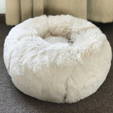 Round Plush Cat Bed House Soft Long Plush