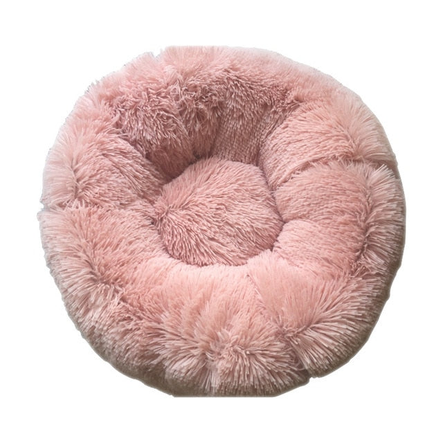 Round Plush Cat Bed House Soft Long Plush