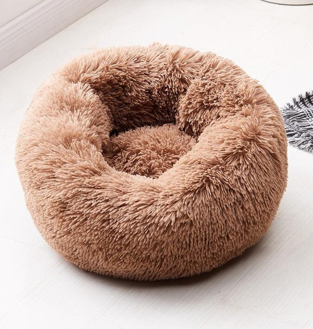 Round Plush Cat Bed House Soft Long Plush