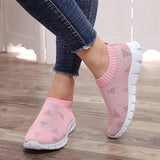 spring summer slip on platform knitting flats soft walking shoes woman