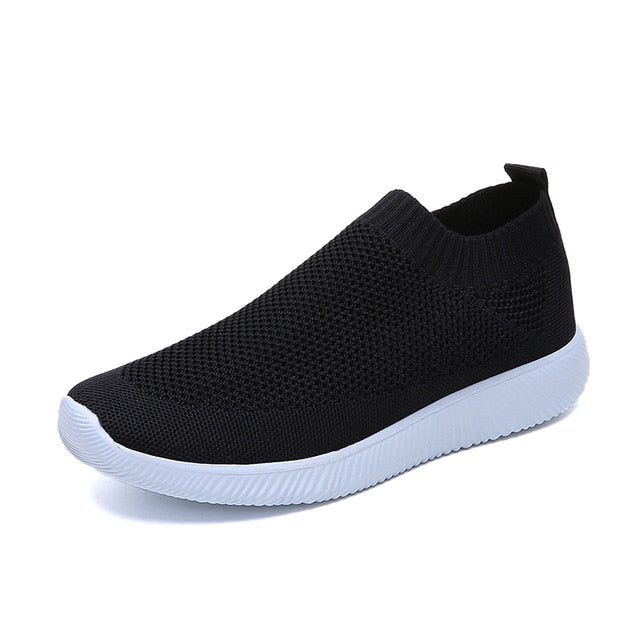 spring summer slip on platform knitting flats soft walking shoes woman