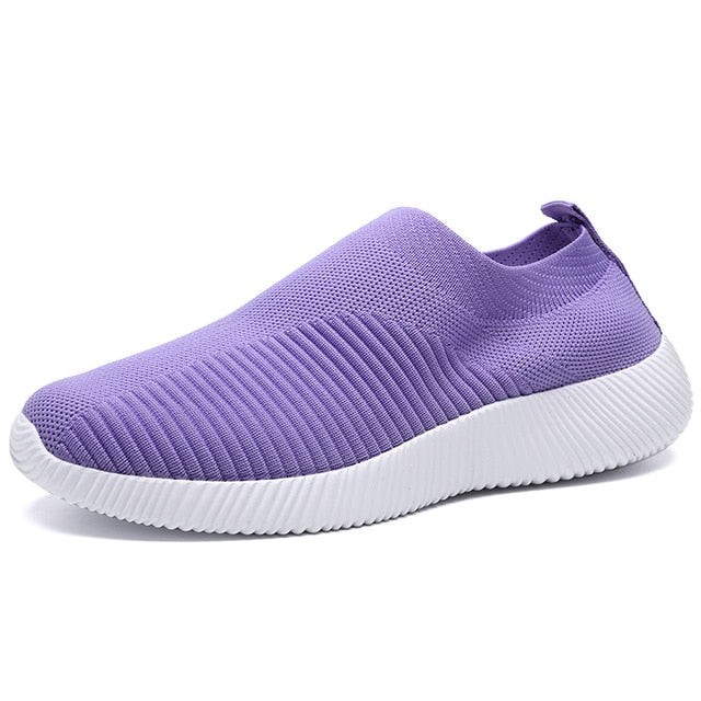 spring summer slip on platform knitting flats soft walking shoes woman