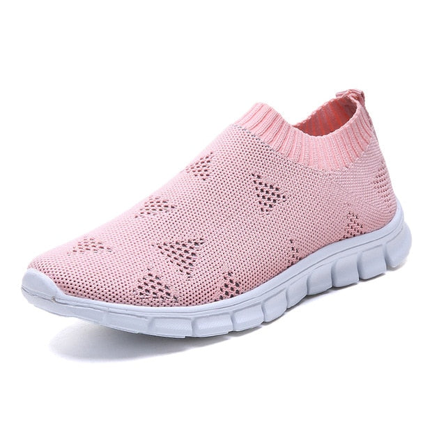 spring summer slip on platform knitting flats soft walking shoes woman