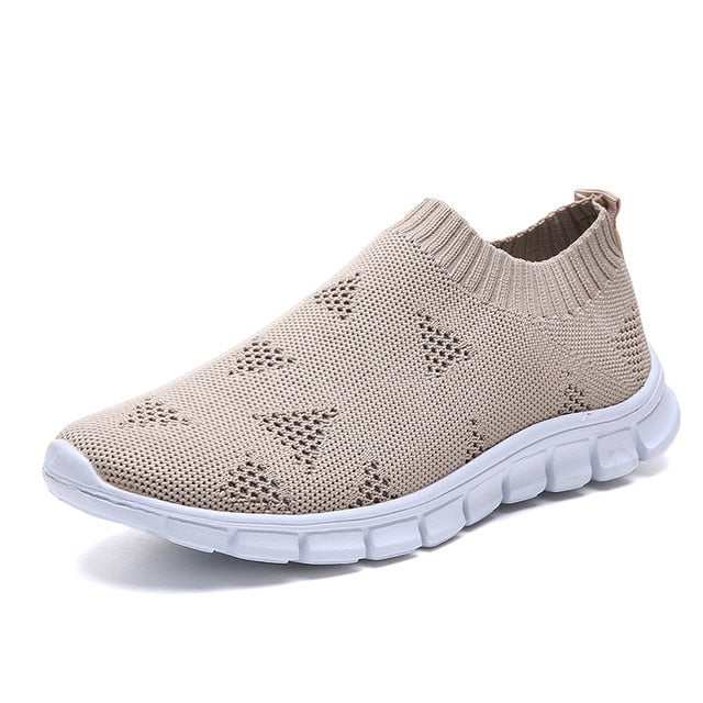 spring summer slip on platform knitting flats soft walking shoes woman