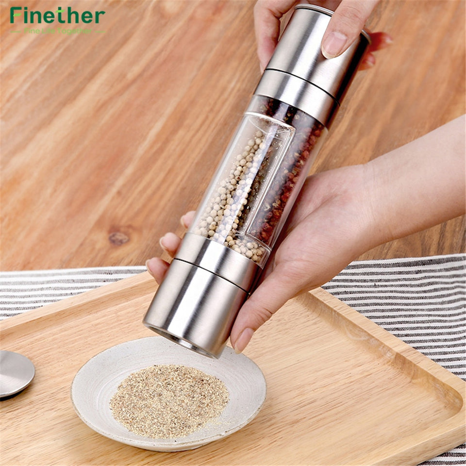 Finether Pepper Grinder 2 in 1 Stainless Steel