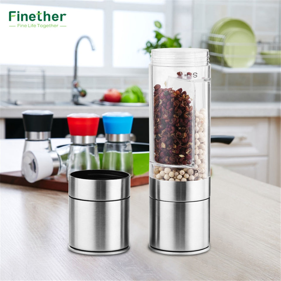Finether Pepper Grinder 2 in 1 Stainless Steel