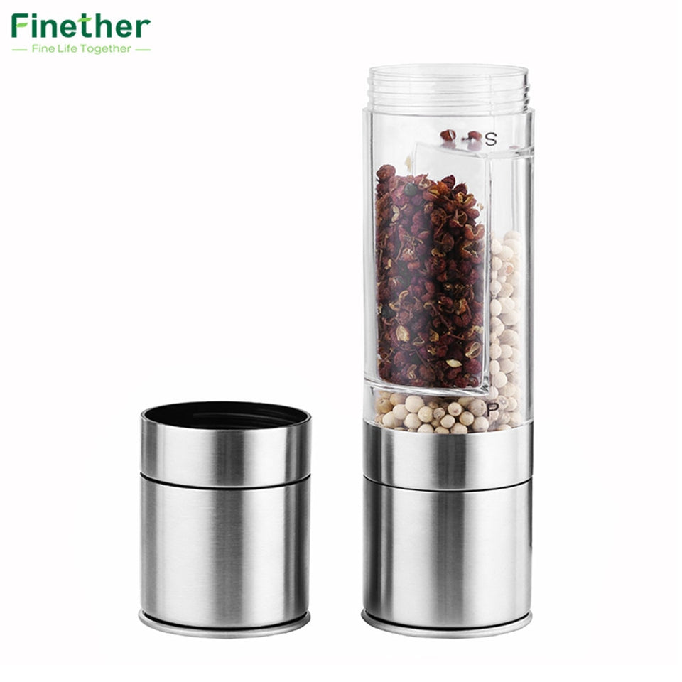 Finether Pepper Grinder 2 in 1 Stainless Steel