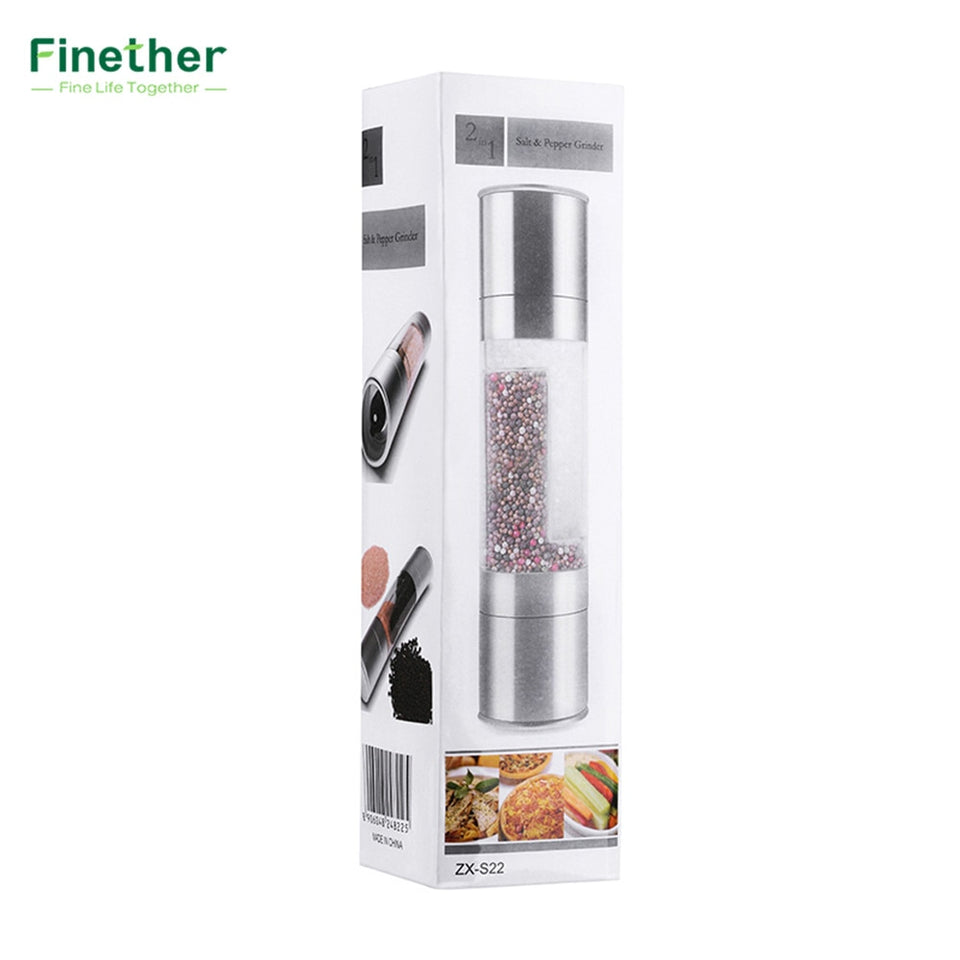 Finether Pepper Grinder 2 in 1 Stainless Steel