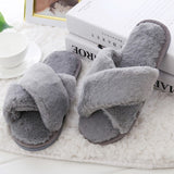 Women Home Slippers with Faux Fur Fashion
