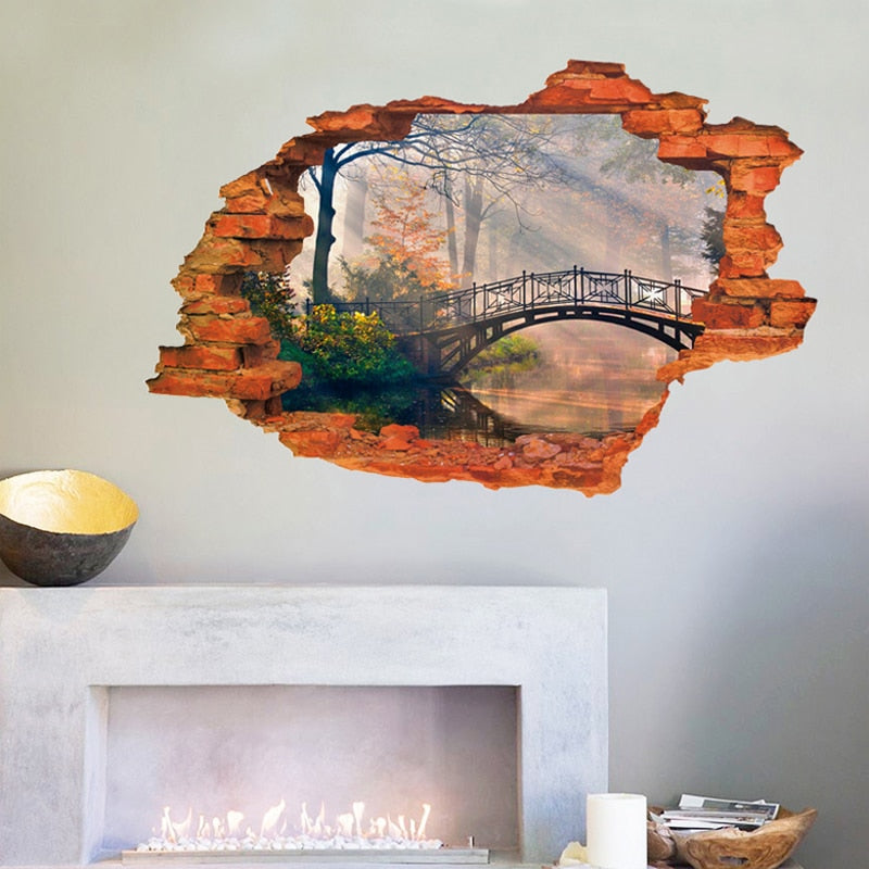 3D Broken Sunset Scenery Seascape Island wall sticker living room bedroom