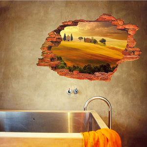 3D Broken Sunset Scenery Seascape Island wall sticker living room bedroom