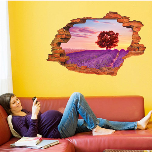 3D Broken Sunset Scenery Seascape Island wall sticker living room bedroom