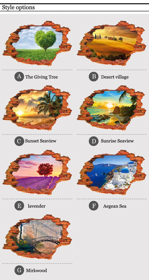 3D Broken Sunset Scenery Seascape Island wall sticker living room bedroom