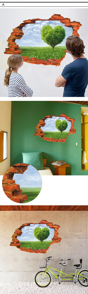 3D Broken Sunset Scenery Seascape Island wall sticker living room bedroom