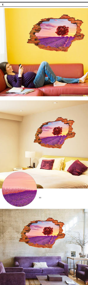 3D Broken Sunset Scenery Seascape Island wall sticker living room bedroom