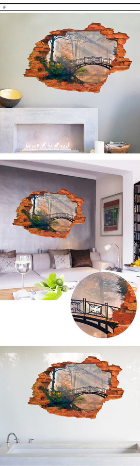 3D Broken Sunset Scenery Seascape Island wall sticker living room bedroom