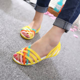 Women Jelly Shoes Rianbow Summer Sandals Female Flat Shoe