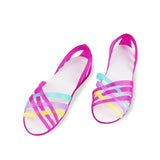 Women Jelly Shoes Rianbow Summer Sandals Female Flat Shoe