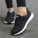 Fast delivery Women casual shoes fashion breathable Walking mesh lace up flat shoes