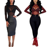 Long Sleeve Sheer Slim Ladies Turtleneck T-Shirt