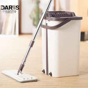 Flat Squeeze Mop and Bucket Hand Free Wringing Floor Cleaning Mop