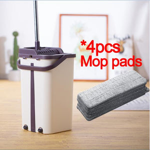 Flat Squeeze Mop and Bucket Hand Free Wringing Floor Cleaning Mop