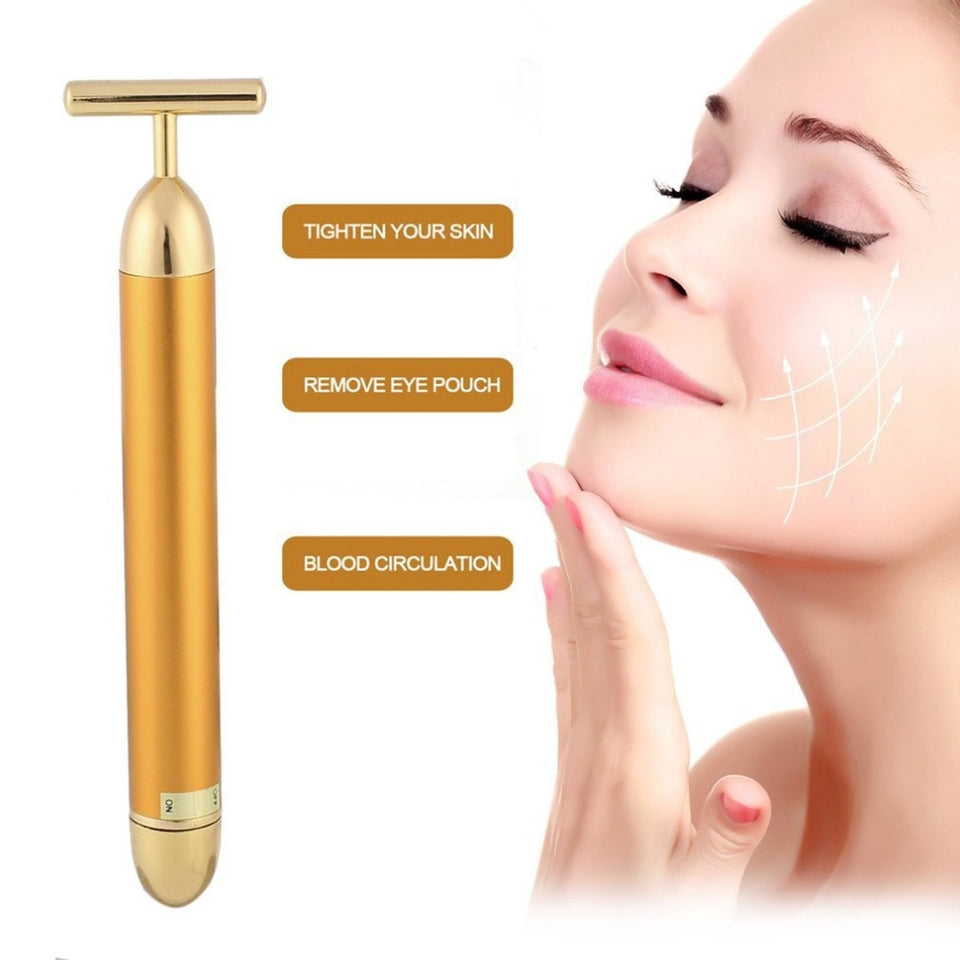 Slimming Face rolle Gold Vibration Facial Beauty Roller Massager