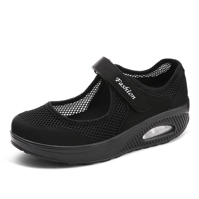 Summer Fashion Women Flat Platform Shoes Woman Breathable Mesh Casual Shoes