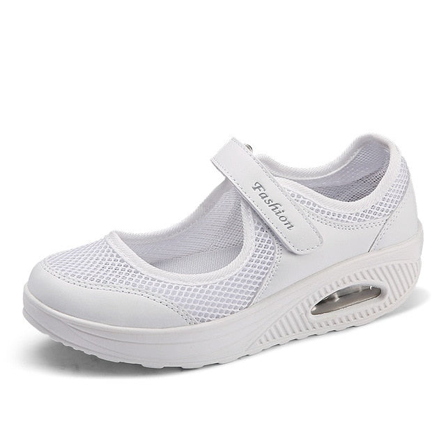 Summer Fashion Women Flat Platform Shoes Woman Breathable Mesh Casual Shoes