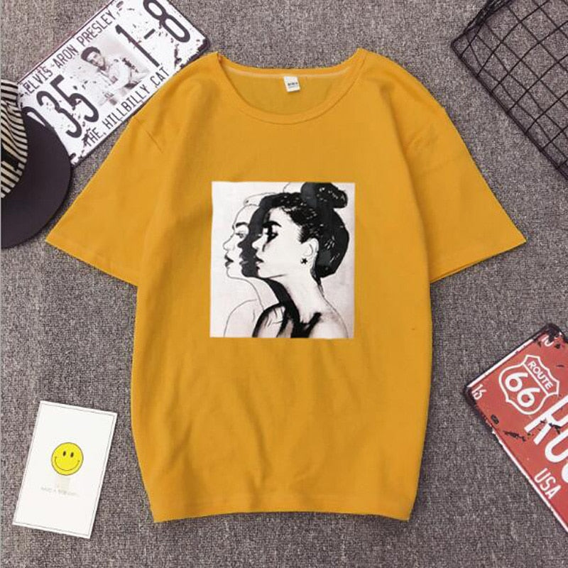 New Fashion T shirt Woman Spring Summer Girls Print Short Sleeve