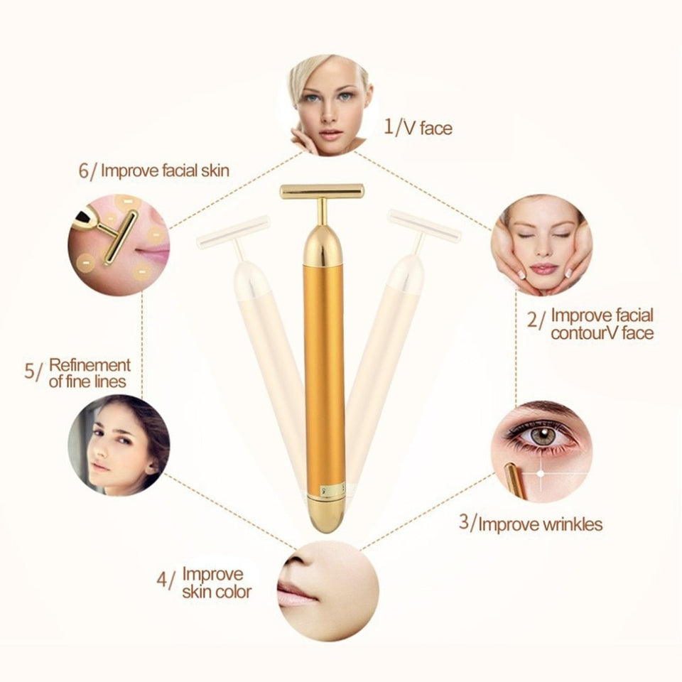 Slimming Face rolle Gold Vibration Facial Beauty Roller Massager