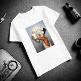 Tshirt Sexy Flowers Feather Print Short Sleeve Tops & Tees Fashion