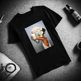 Tshirt Sexy Flowers Feather Print Short Sleeve Tops & Tees Fashion