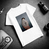 Tshirt Sexy Flowers Feather Print Short Sleeve Tops & Tees Fashion