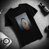 Tshirt Sexy Flowers Feather Print Short Sleeve Tops & Tees Fashion
