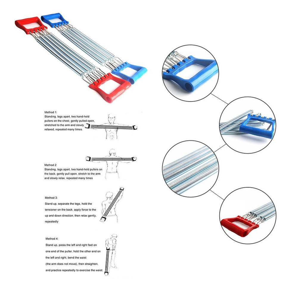 Chest expander exerciser, adjustable hand finder gripper